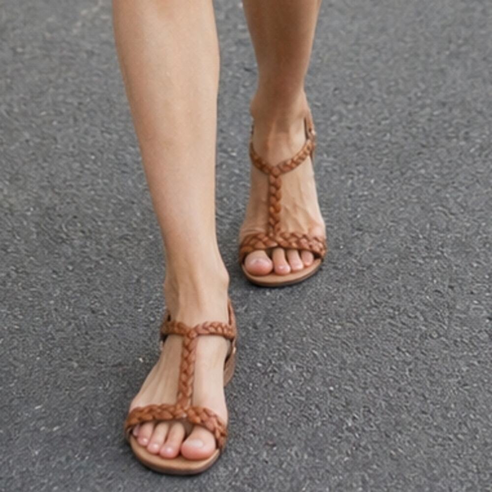 b.o.c Born Women’s Brown Braided Gladiator Strap Flat Sandals Ankle Shoes Size 8
